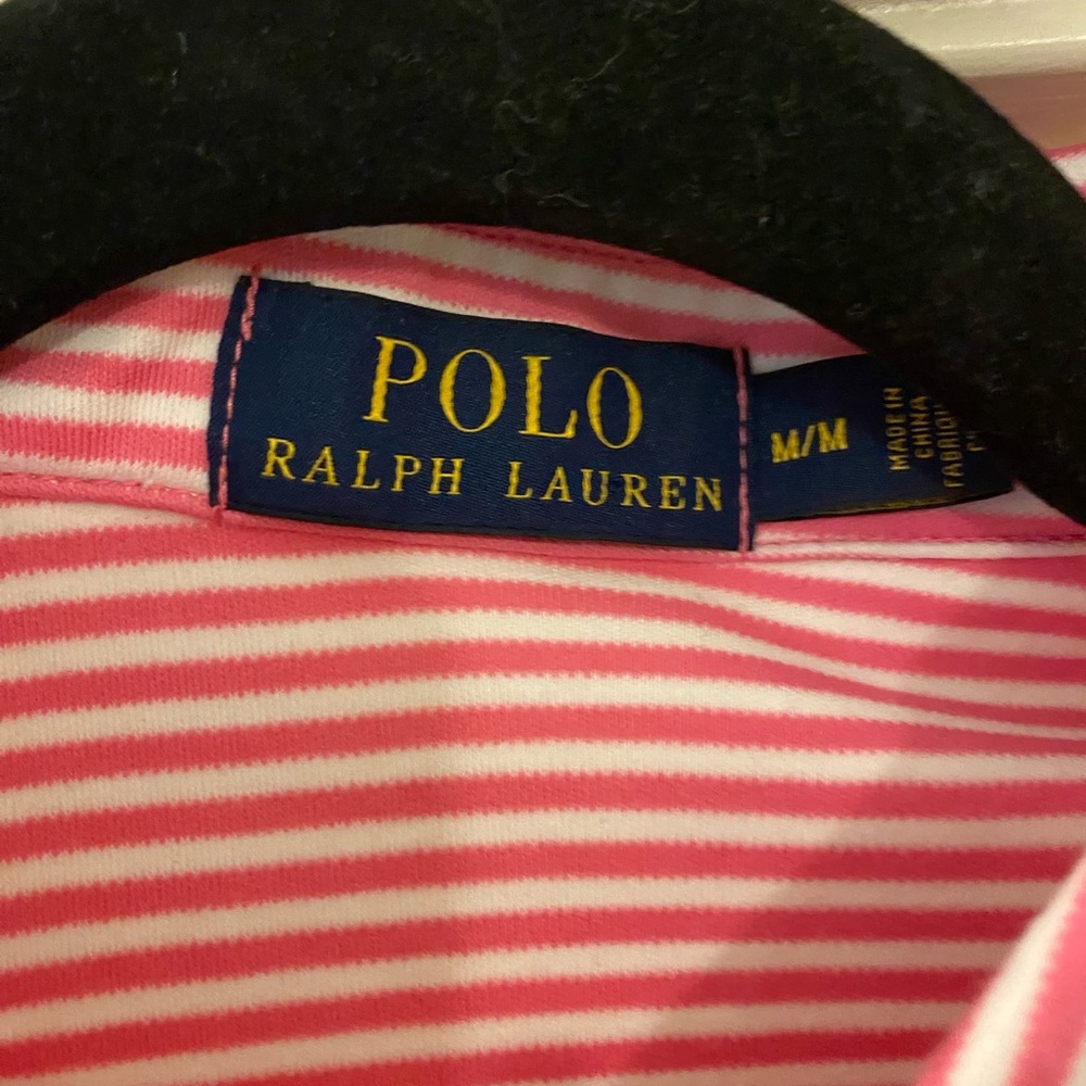 Ralph Lauren Medium 100% Cotton Men's Polo Shirt in Pink and White Stripes - Picture 3 of 4